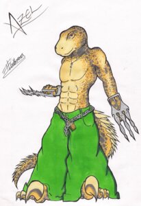 Rating: Safe Score: 0 Tags: 3_toes 5_fingers abs agamid anthro azel biped bottomwear chain character_name claw_(weapon) clothing dual_wielding e621 feet ferkahhan fingers front_view grey_body grey_skin holding_object holding_weapon key lizard lock male mastigure melee_weapon orange_body orange_skin padlock pants red_eyes reptile scalie simple_background smile solo spikes spikes_(anatomy) spots standing tail text toes weapon white_background User: bunchy7s