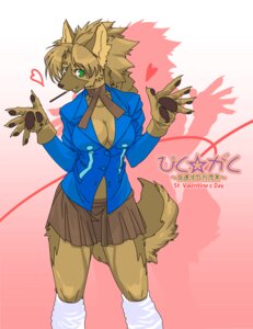 Rating: Safe Score: 0 Tags: 2008 alternative_fashion anthro bottomwear breasts canid canine canis cleavage clothed clothing domestic_dog e621 female food gyaru heart_symbol j-fashion japanese_description kazuhiro kemono kogal leg_warmers legwear mammal pikugaku pocky saotome_waho school_uniform shirt skirt solo tail topwear uniform User: bunchy7s