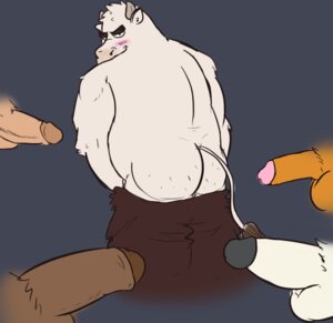 Rating: Explicit Score: 0 Tags: anthro balls barazoku biped bottomwear bottomwear_down bovid bovine build_tiger butt cattle clothed clothing e621 erection genitals group horn male male/male mammal milkshake_(build_tiger) mooning overweight overweight_anthro overweight_male pants pants_down partially_clothed penis unknown_artist User: bunchy7s