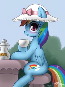 Rating: Safe Score: 0 Tags: 2012 beverage blue_body blue_feathers blue_fur blush clothing container cup cutie_mark e621 equid equine feathered_wings feathers female feral food friendship_is_magic fur hair hasbro hat headgear headwear holding_container holding_cup holding_object john_joseco mammal multicolored_hair multicolored_tail my_little_pony mythological_creature mythological_equine mythology pegasus pink_blush purple_eyes rainbow_dash_(mlp) rainbow_hair rainbow_tail solo tail tea wings User: bunchy7s