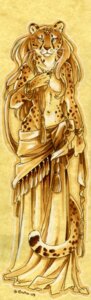 Rating: Safe Score: 0 Tags: 2009 anthro bookmark_design bottomwear cheetah clothed clothing e621 felid feline female heather_bruton mammal monochrome scan simple_background skirt solo tail topless User: bunchy7s