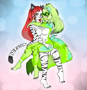 Rating: Safe Score: 0 Tags: 2013 anthro blue_eyes blue_markings blush breasts canid canine canis claws domestic_dog duo e621 felid female fur green_body green_eyes green_fur green_hair hair hug long_hair looking_at_viewer mammal markings melon_ramune nude on_lap pantherine picorna red_hair rika_windblade sitting sitting_on_lap stripes tiger tongue tongue_out white_body white_fur young young_anthro young_female User: bunchy7s