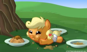 Rating: Safe Score: 0 Tags: 5:3 applejack_(mlp) e621 earth_pony equid equine female feral friendship_is_magic hasbro hi_res horse mammal my_little_pony pony solo text url young young_feral zantyarz User: bunchy7s