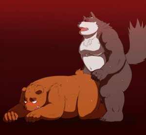 Rating: Explicit Score: 0 Tags: anal anal_penetration anthro arufina_w bear blush bodily_fluids brown_bear canid canine canis duo e621 eyes_closed fur grizzly_bear hi_res jamster kemono male male/male male_penetrated male_penetrating male_penetrating_male mammal michael_mayonnaise overweight penetration red_background sex simple_background standing sweat tail ursine wolf User: bunchy7s