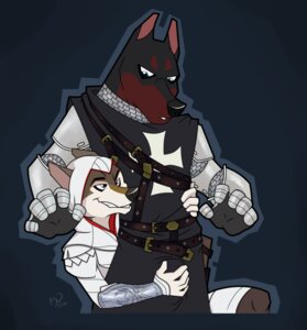 Rating: Explicit Score: 0 Tags: alternate_species anthro armor assassin assassin's_creed bulge canid canine canis clothed clothing dobermann domestic_dog duo e621 from_behind_position furrification grope hospitaller_knight knight linkin linkin_monroe male male/male mammal penile pinscher pointy_ears prick_ears reach_around sex templar ubisoft warrior User: bunchy7s