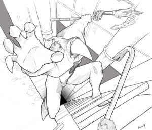 Rating: Safe Score: 0 Tags: ace_(rq) anthro avian bird bird's-eye_view crowbar digital_drawing_(artwork) digital_media_(artwork) disembodied_hand duo e621 falling fight first_person_view foreshortening greyscale high-angle_view ladder male monochrome ruby_quest solo_focus thatoldrobot tools User: bunchy7s