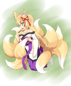 Rating: Safe Score: 0 Tags: 9_tails accessory animal_humanoid asian_clothing bangs bare_shoulders blonde_hair blue_eyes blush bow_(feature) bow_accessory bow_ribbon canid canid_humanoid canine canine_humanoid clothing e621 east_asian_clothing female footwear fox fox_humanoid fox_tail hair hair_accessory hair_bow hair_ribbon hand_fan hi_res holding_object humanoid japanese_clothing kiiroi_kinoko kimono legwear long_hair looking_at_viewer mammal mammal_humanoid monster_girl_(genre) monster_girl_quest multi_tail open_mouth ribbons smile socks solo string_bow string_hair_bow tail tamamo tattoo tied_string User: bunchy7s