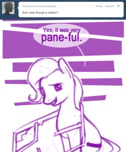 Rating: Safe Score: 0 Tags: 2012 5:6 abstract_background ask_pun clorin_spats comic cutie_mark e621 earth_pony english_text equid equine fan_character female feral hasbro horse humor joke mammal my_little_pony pony pun pun_pony simple_background text tumblr window User: bunchy7s