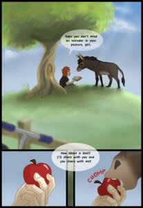 Rating: Safe Score: 0 Tags: ambiguous_gender apple asinus comic dialogue donkey duo e621 eating english_text equid equine facial_hair feeding feral food fruit grass hair human imminent_transformation male mammal orange_hair plant pre-transformation quadruped spirit_pup tail tail_tuft text transformation tree tuft wood User: bunchy7s