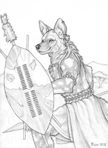 Rating: Safe Score: 0 Tags: 2010 african_wild_dog anthro armlet canid canine e621 ear_piercing greyscale impi line_art male mammal melee_weapon monochrome piercing plant polearm shield simul smile solo spear tree tribal weapon zulu_kingdom User: bunchy7s
