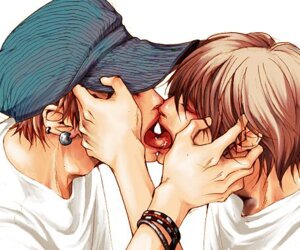 Rating: Explicit Score: 0 Tags: 2boys bracelet brown_hair closed_eyes earrings hat jewelry kissing lowres male multiple_boys multiple_males nagoya_haruko open_mouth rule34 short_hair tongue yaoi User: bunchy7s