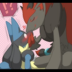 Rating: Safe Score: 0 Tags: 1:1 2011 ambiguous_gender anthro anthro_on_anthro black_body black_fur blue_body blue_fur blush canid canine duo e621 eyes_closed fur generation_4_pokemon generation_5_pokemon heart_symbol kissing lucario mammal nintendo pokemon pokemon_(species) satsuki_rabbit yellow_body yellow_fur zoroark User: bunchy7s