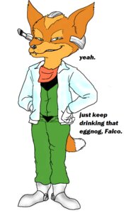 Rating: Questionable Score: 0 Tags: anthro canid canine e621 english_text fox fox_mccloud fredryk_phox male mammal nintendo paintchat simple_background solo star_fox tail text white_background User: bunchy7s