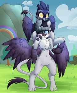 Rating: Safe Score: 0 Tags: anthro avian beak claws duo e621 extradan feathered_wings feathers female genevieve_(mlp) gryphon hasbro my_little_pony mythological_avian mythological_creature mythology paws tail wings User: bunchy7s