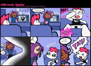 Rating: Questionable Score: 0 Tags: anthro bell bottomless bovid breasts caprine chibi chibi_booty_theater chimangetsu clothed clothing collar comic convenient_censorship cordelia dark_body dark_skin domestic_sheep e621 electronics english_text erinyes female goat green_eyes hair heterochromia horn mammal moonbyrn pink_hair pirate purple_hair pussy_tape sheared sheep tape television text User: bunchy7s
