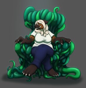Rating: Safe Score: 0 Tags: anthro bottomwear chair claws clothed clothing conditional_dnp e621 feet female furniture fys green_eyes grey_background grin hair hi_res hindpaw hyena living_furniture mammal pants paws sefeiren shirt simple_background slightly_chubby smile solo spots spotted_hyena tentacle_throne tentacles throne topwear User: bunchy7s