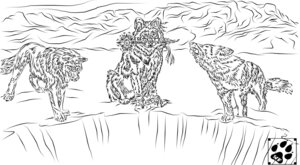 Rating: Questionable Score: 0 Tags: absurd_res ambiguous_gender canid canine canis cliff e621 feral group hi_res howl line_art mammal open_mouth quadruped tail werewolfovna wolf User: bunchy7s