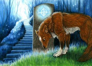 Rating: Safe Score: 0 Tags: ambiguous_gender canid canine detailed detailed_background e621 ear_piercing feral ladyjekyll mammal piercing portrait quadruped realistic side_view solo stairs tail three-quarter_portrait traditional_media_(artwork) User: bunchy7s