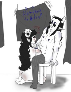 Rating: Explicit Score: 0 Tags: 1boy 1girls aradia_megido artist_request ass black_hair blue_eyes breasts broken_chair dialogue equius_zahhak female gripping_chair homestuck horns long_hair male ms_paint_adventures naked nipples on_knees open_mouth paizuri pointy_ears red_eyes red_lips rule34 sharp_teeth socks source_request stockings straight sunglasses text troll white_background white_skin User: bunchy7s
