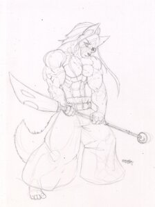 Rating: Safe Score: 0 Tags: abs anthro athletic bell-bottoms bottomwear canid canine clothed clothing e621 fighting_pose hair long_hair looking_at_viewer male mammal melee_weapon muscular muscular_anthro nude pants polearm pose scar simple_background solo spear tail topless vein weapon white_background wolfgangcake User: bunchy7s