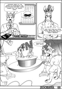 Rating: Safe Score: 0 Tags: 2005 anthro canid canine canis comic dialogue duo_focus e621 english_text equid equine extro female greyscale group horse male mammal monochrome multiple_scenes nexus stripes tail text tina_(nexus) wolf zebra zoorama_comics User: bunchy7s