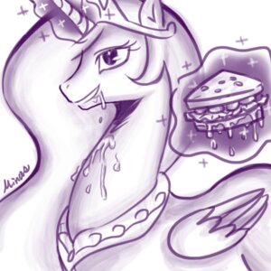 Rating: Questionable Score: 0 Tags: 1:1 2014 bodily_fluids drooling e621 equid equine feathered_wings feathers female food friendship_is_magic hasbro horn magic mammal monochrome my_little_pony mythological_creature mythological_equine mythology pinkieminas princess princess_celestia_(mlp) royalty saliva sandwich_(food) smile solo winged_unicorn wings User: bunchy7s
