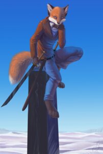 Rating: Safe Score: 0 Tags: 2008 4_toes 5_fingers anthro barefoot belt biped black_body black_fur blue_eyes canid canine clothed clothing day desert dipstick_tail e621 feet fingers fluffy fluffy_tail fox fully_clothed fur hibbary holding_melee_weapon holding_object holding_sword holding_weapon humanoid_hands inner_ear_fluff looking_aside looking_at_viewer male mammal markings melee_weapon multicolored_tail orange_body orange_fur outside scabbard sitting sky solo sword tail tail_markings toes tuft weapon white_body white_fur User: bunchy7s