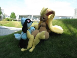 Rating: Safe Score: 0 Tags: 4:3 ambiguous_gender anthro boss_(artist) canid canine day duo e621 eye_contact female generation_4_pokemon grandfathered_content grass hi_res lagomorph looking_at_another lopunny mammal nintendo outside plant plushie pokemon pokemon_(species) real riolu sky smile tail User: bunchy7s