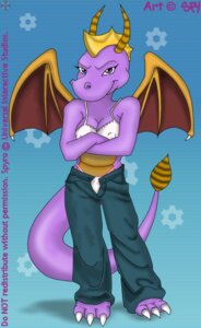 Rating: Explicit Score: 0 Tags: anthro breasts clothing color covered_breasts crossed_arms dragon female female_only front_view mythological_creature mythological_scalie mythology rule34 rule_63 scalie solo spy_(artist) spyro spyro_the_dragon standing tail User: bunchy7s