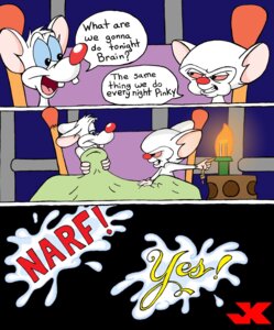 Rating: Questionable Score: 0 Tags: anthro bed blue_eyes dialogue duo e621 english_text furniture hi_res house_mouse jk male male/male mammal mouse murid murine pink_eyes pinky_(warner_brothers) pinky_and_the_brain rodent text the_brain warner_brothers User: bunchy7s