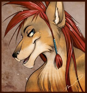 Rating: Safe Score: 0 Tags: 2009 anthro blue_eyes border braided_hair bust_portrait canid canine canis e621 hair looking_at_viewer luniara male mammal nude orange_border portrait red_hair red_wolf smile solo wolf wolf_nanaki User: bunchy7s
