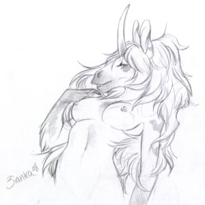 Rating: Questionable Score: 0 Tags: 2008 bianka blush breasts coy e621 equid equine female greyscale horn mammal monochrome mythological_creature mythological_equine mythology nipples nude snowhawk solo unicorn User: bunchy7s