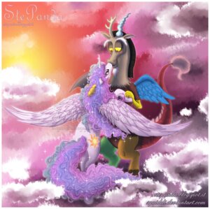 Rating: Safe Score: 0 Tags: antlers blush border chimera cloud colorful_theme cutie_mark discord_(mlp) draconequus duo e621 equid equine feathered_wings feathers female feral friendship_is_magic fur hair hasbro hi_res horn kissing male mammal multicolored_hair my_little_pony mythological_creature mythological_equine mythology outside princess_celestia_(mlp) purple_eyes red_eyes romantic romantic_ambiance romantic_couple sky stepanda watermark white_body white_fur winged_unicorn wings User: bunchy7s