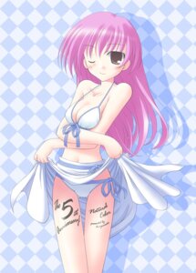 Rating: Explicit Score: 0 Tags: bikini breasts cleavage female kiryu_naoto long_hair original pink_hair rule34 side-tie_bikini skirt skirt_lift swimsuit wink User: bunchy7s