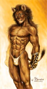 Rating: Questionable Score: 0 Tags: 1997 abs anthro armor biped bulge clothed clothing e621 felid front_view fur gauntlets gloves handwear lion looking_at_viewer male mammal mane multi_nipple muscular muscular_anthro muscular_male navel nipples orange_eyes pantherine pecs po-ju pubes signature skimpy smile solo standing tail thong topless underwear vein User: bunchy7s