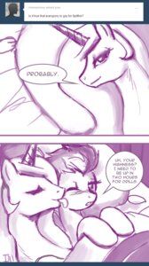 Rating: Safe Score: 0 Tags: 2011 ask_blog ask_princess_molestia bed blush comic dialogue e621 english_text equid equine eyes_closed fan_character female female/female feral friendship_is_magic furniture hair hasbro hi_res horn horse john_joseco licking long_hair mammal monochrome my_little_pony mythological_creature mythological_equine mythology pony princess princess_celestia_(mlp) princess_molestia royalty spitfire_(mlp) text tongue tongue_out tumblr unicorn wonderbolts_(mlp) User: bunchy7s