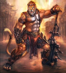 Rating: Safe Score: 0 Tags: abs anthro armor athletic biceps big_muscles biped blue_eyes bottomwear brown_body brown_fur chain chain_accessory cheetahpaws claws clothed clothing detailed detailed_background e621 fangs felid front_view fur hair hi_res lion loincloth mace male mammal melee_weapon muscular muscular_anthro muscular_male nipples open_mouth pantherine pecs solo standing tail teeth toe_claws tongue topless vein warrior weapon white_body white_fur User: bunchy7s