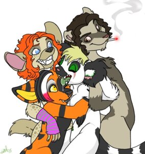 Rating: Questionable Score: 0 Tags: 2005 anthro black_hair blue_eyes canid canine cigarette domestic_ferret e621 eyes_closed featureless_crotch female fennec_fox fox glamfur group hair hybrid hyena kaku_q._spookaboo lemur male mammal mustelid musteline orange_hair primate ring-tailed_lemur smoke smoking spotted_hyena strepsirrhine tail tongue true_fox true_musteline weasel zeriara zeriara_(character) User: bunchy7s