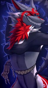 Rating: Safe Score: 0 Tags: 2014 anthro digital_media_(artwork) e621 falvie female fur grey_body grey_fur hi_res red_body red_fur smile solo unknown_species white_body white_fur User: bunchy7s