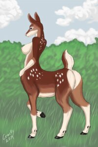Rating: Questionable Score: 0 Tags: 2014 2:3 blue_eyes breasts brown_body brown_fur butt cervine cervine_taur conditional_dnp cracky deer deer_taur e621 female fur grass hi_res mammal mammal_taur nipples nude pink_nose plant signature smile solo tan_body tan_fur taur User: bunchy7s