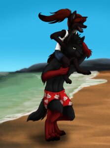 Rating: Safe Score: 0 Tags: 2012 anthro beach black_body black_fur black_hair bottomwear canid canine canis carrying_another child clothed clothing day dequire detailed_background digital_media_(artwork) digitigrade domestic_dog duo e621 eyes_closed father_(lore) female fur gloves_(marking) green_eyes grin hair happy husky leg_markings long_hair male mammal markings nordic_sled_dog on_shoulders open_mouth outside parent_(lore) ponytail red_body red_fur red_hair runicnature sand seaside shaded shirt short_hair shorts sierra_blakely sky smile socks_(marking) spitz standing tail tank_top teeth tongue topless topwear water wolf young young_anthro User: bunchy7s