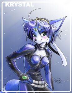Rating: Safe Score: 0 Tags: anthro biped blue_body blue_fur blue_hair blush bodysuit breasts canid canine clothing e621 female fox fur green_eyes hair jewelry krystal_(star_fox) looking_at_viewer mammal nintendo powree short_hair simple_background skinsuit smile solo standing star_fox tail tight_clothing white_body white_fur User: bunchy7s