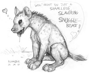 Rating: Safe Score: 0 Tags: 2010 ambiguous_gender bodily_fluids drooling e621 ecmajor english_text feral graphite_(artwork) greyscale heart_symbol hyena mammal monochrome saliva sketch solo spotted_hyena tail text traditional_media_(artwork) User: bunchy7s