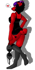 Rating: Questionable Score: 0 Tags: 1:2 anthro bra butt clothed clothing e621 female heart_symbol horn hybrid legwear lingerie piercing rinelle_(artist) solo stockings underwear User: bunchy7s