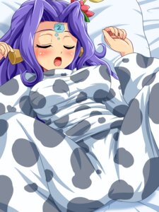 Rating: Questionable Score: 0 Tags: 1girls bed bikkuriman blush breasts closed_eyes clothed clothing cow_print erect_nipples female female_only hair_ornament human jukusuiten konpeto large_breasts long_hair lying nipple_bulge nipples on_back open_mouth pajamas purple_hair rule34 shiny shiny_skin sleeping solo User: bunchy7s