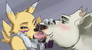 Rating: Questionable Score: 0 Tags: 2014 ambiguous_gender anthro anthro_on_feral bandai_namco bestiality bestiality_kiss black_lips black_sclera blush bodily_fluids bovid bovine breasts canid canine cattle chest_tuft claws close-up clothing digimon digimon_(species) drooling duo e621 extreme_french_kiss female feral french_kissing fur gloves hand_on_face handwear horn interspecies kissing lips long_ears mammal mane messy narrowed_eyes nude one_eye_closed penetration purple_eyes renamon saliva saliva_on_tongue saliva_string simple_background squint teal_eyes thick_lips tongue tongue_out tongue_penetration tuft ungulatr white_body white_fur yellow_body yellow_fur User: bunchy7s