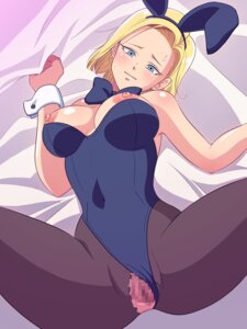 Rating: Explicit Score: 0 Tags: android_18 animal_ear areola areola_slip bed blonde_hair blue_eyes blush breasts bunny_ear bunny_girl bunnysuit censored dragon_ball dragon_ball_z earrings erect_nipples erodon_hearts erondon female female_only highres human large_breasts lying milf nipple_slip nipples pantyhose pussy rule34 sheet_grab short_hair smile solo spread_legs straight_hair sweat torn_pantyhose wrist_cuffs User: bunchy7s