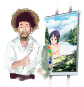 Rating: Questionable Score: 0 Tags: afro art_brush beard bob_ross chinchickrin comedy facial_hair funny male paintbrush painting parody rule34 topless User: bunchy7s