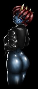 Rating: Questionable Score: 0 Tags: anthro blue_body blue_skin breasts butt e621 facial_markings female gabara godzilla_(series) hair head_markings horn kaiju looking_at_viewer looking_back marauder6272 markings red_eyes red_hair solo toho User: bunchy7s