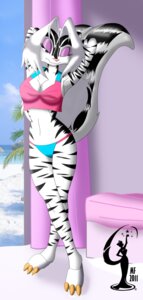 Rating: Questionable Score: 0 Tags: 2011 anthro atlas0maximus award black_body black_fur breasts claws cleavage clothed clothing e621 felid female fur hair hi_res hybrid mammal mephitid midriff navel pantherine panties skimpy skunk solo stretching stripes tail tiger trophy underwear white_body white_fur white_hair zig_zag User: bunchy7s